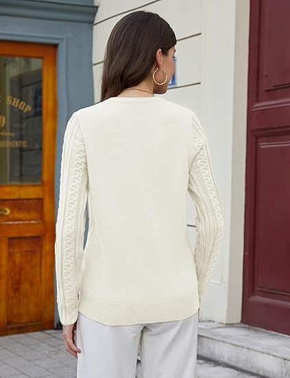 Women’s Classic Fisherman Cable Knit Crew Neck Sweater