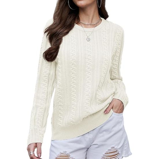 Women’s Classic Fisherman Cable Knit Crew Neck Sweater