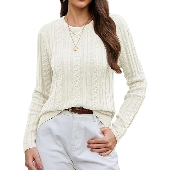Women’s Classic Fisherman Cable Knit Crew Neck Sweater